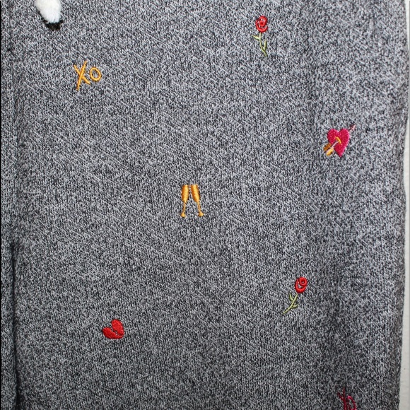 Lou & Grey for LOFT Grey Embroidered Emoji Theme Sweat Pants - Size  Medium - Picture 6 of 7